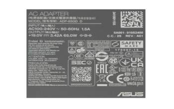 0A001-00041300 original Asus AC-adapter 65.0 Watt small