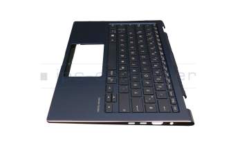 0KN1-682GE13 original Pegatron keyboard incl. topcase DE (german) black/blue with backlight