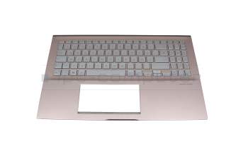 0KNB0-563KGE00 original Asus keyboard incl. topcase DE (german) silver/pink with backlight