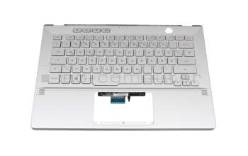 0KNR0-2617GE00 original Asus keyboard incl. topcase DE (german) silver/silver with backlight