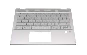 2H-BBJGMW63411 original HP keyboard incl. topcase DE (german) silver/silver with backlight