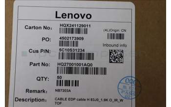 Lenovo 5C10S31234 CABLE EDP cable H 83J0_1.9K O_IR_W TOF