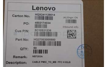 Lenovo 5C10S31236 CABLE PMIC_TO_MB FFC H 83J0