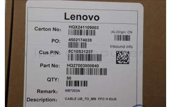 Lenovo 5C10S31237 CABLE UB_TO_MB FFC H 83J0