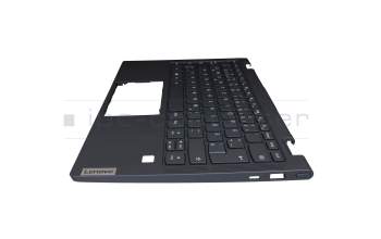 5CB1B22418 original Lenovo keyboard incl. topcase DE (german) blue/blue with backlight (Abyss Blue)