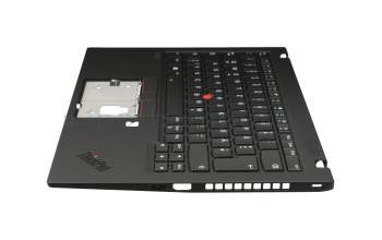 5M10W85887 original Lenovo keyboard incl. topcase DE (german) black/black with backlight and mouse-stick