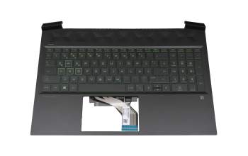 BJKVD3AF7FJ035 original HP keyboard incl. topcase DE (german) black/green/black with backlight