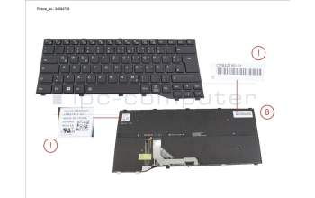 Fujitsu CP842199-XX KEYBOARD BLACK W/ BL GERMAN (NEW_FN)