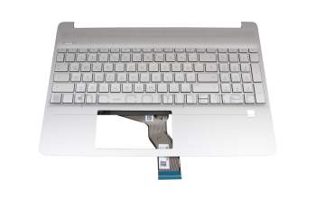 EA0P500702A original HP keyboard incl. topcase DE (german) silver/silver with backlight