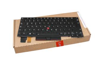 Keyboard DE (german) black/black with backlight and mouse-stick original suitable for Lenovo ThinkPad X13 (20UF/20UG)