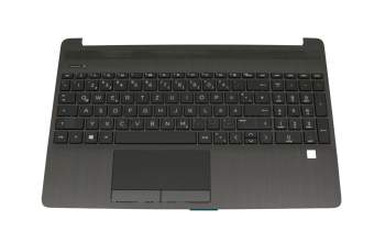 Keyboard incl. topcase DE (german) black/black (Fingerprint) original suitable for HP 15-dw0000