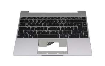 Keyboard incl. topcase DE (german) black/grey with backlight original suitable for Emdoor NS14AR