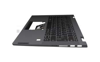 Keyboard incl. topcase DE (german) grey/grey with backlight original suitable for Lenovo IdeaPad Flex 5-14ARE05 (82DF)