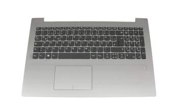 Keyboard incl. topcase DE (german) grey/silver (Fingerprint) original suitable for Lenovo IdeaPad 320-15IKB (80XL/80YE)