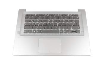 Keyboard incl. topcase DE (german) grey/silver with backlight original suitable for Lenovo IdeaPad 320S-15IKB (80X5/81BQ)