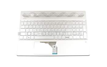 Keyboard incl. topcase DE (german) silver/silver with backlight (UMA graphics) original suitable for HP Pavilion 15-cs0700