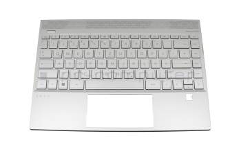 Keyboard incl. topcase DE (german) silver/silver with backlight original suitable for HP Envy 13-aq0600