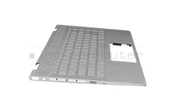 Keyboard incl. topcase DE (german) silver/silver with backlight original suitable for HP Pavilion x360 14-cd0500