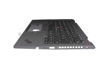 Keyboard incl. topcase UK (english) black/grey with backlight and mouse-stick original suitable for Lenovo ThinkPad X1 Yoga 5th Gen (20UB/20UC)