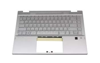 L96519-041 original HP keyboard incl. topcase DE (german) silver/silver with backlight Fingerprint / backlight