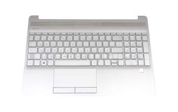 PK132H84E10 original Compal keyboard incl. topcase DE (german) silver/silver (Fingerprint)