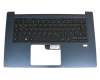 0KN1-202GE11 original Acer keyboard incl. topcase DE (german) black/blue with backlight