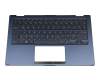 0KN1-682GE13 original Pegatron keyboard incl. topcase DE (german) black/blue with backlight