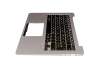 0KNB0-2601GE00 original Wistron keyboard incl. topcase DE (german) black/silver with backlight